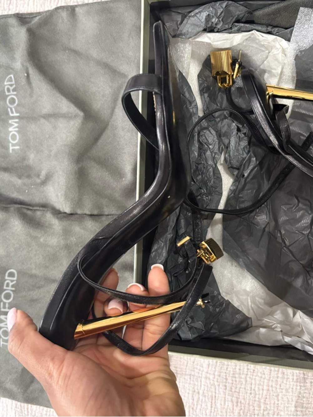 Tom Ford Padlock Heels- black and gold hardware - Picture 4 of 11